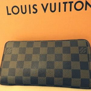 Auth LOUIS VUITTON Zippy Organizer Damier Ebene